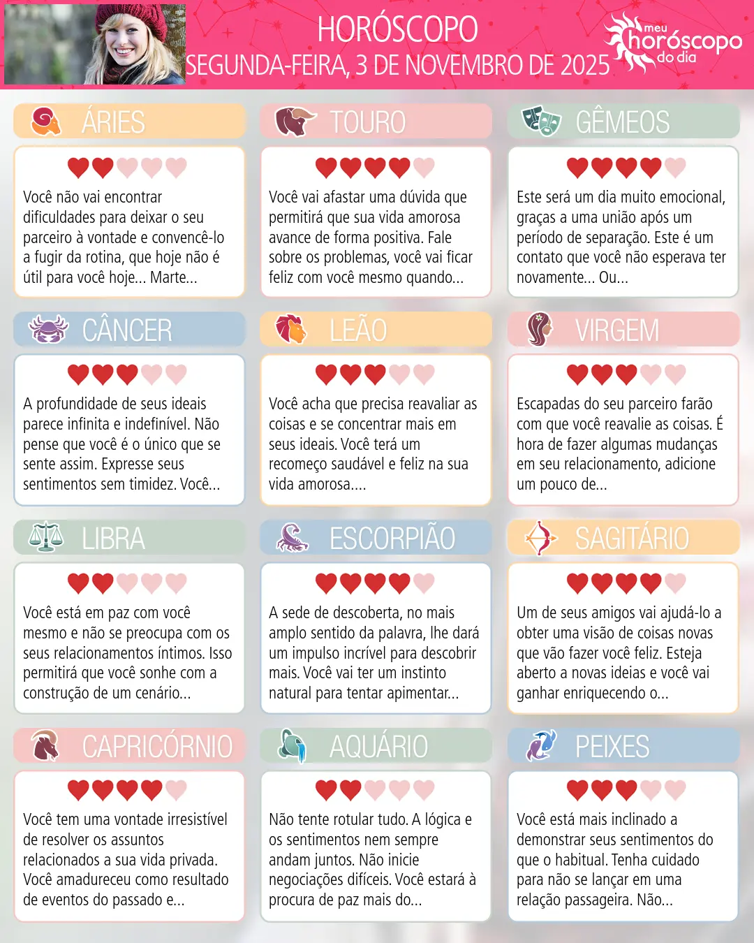 Horóscopo de Segunda-feira, 3 De Novembro De 2025