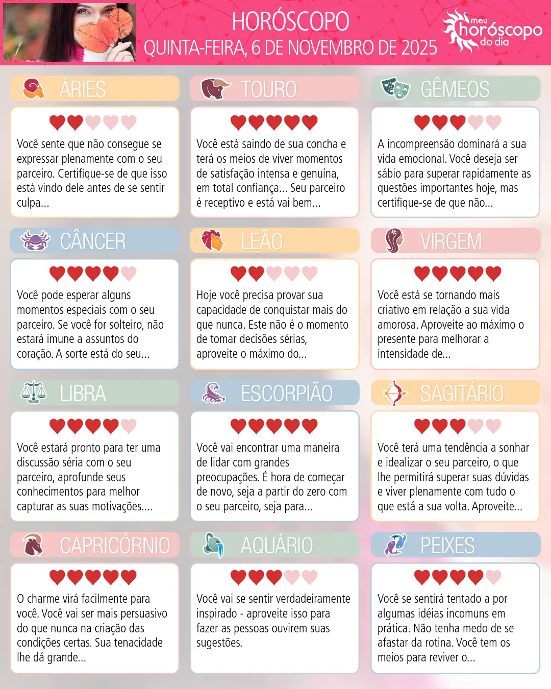Horóscopo de Quinta-feira, 6 De Novembro De 2025