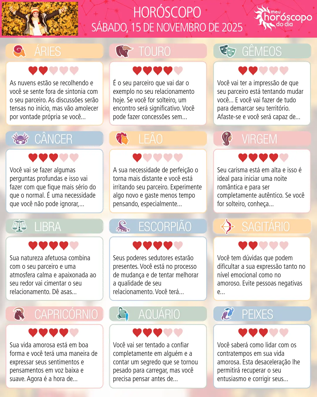 Horóscopo de Sábado, 15 De Novembro De 2025