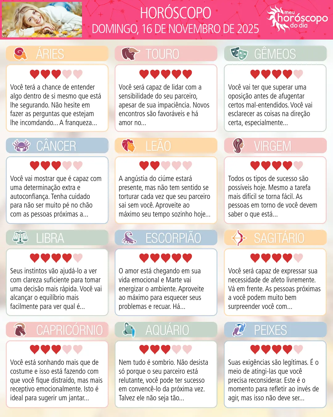 Horóscopo de Domingo, 16 De Novembro De 2025