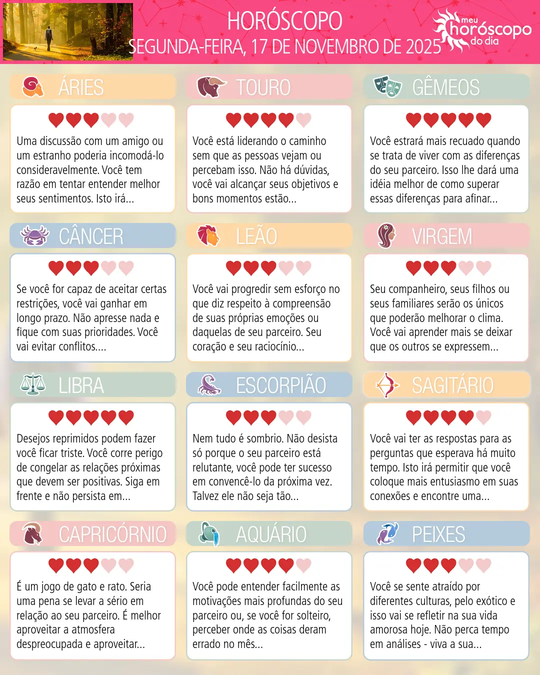 Horóscopo de Segunda-feira, 17 De Novembro De 2025