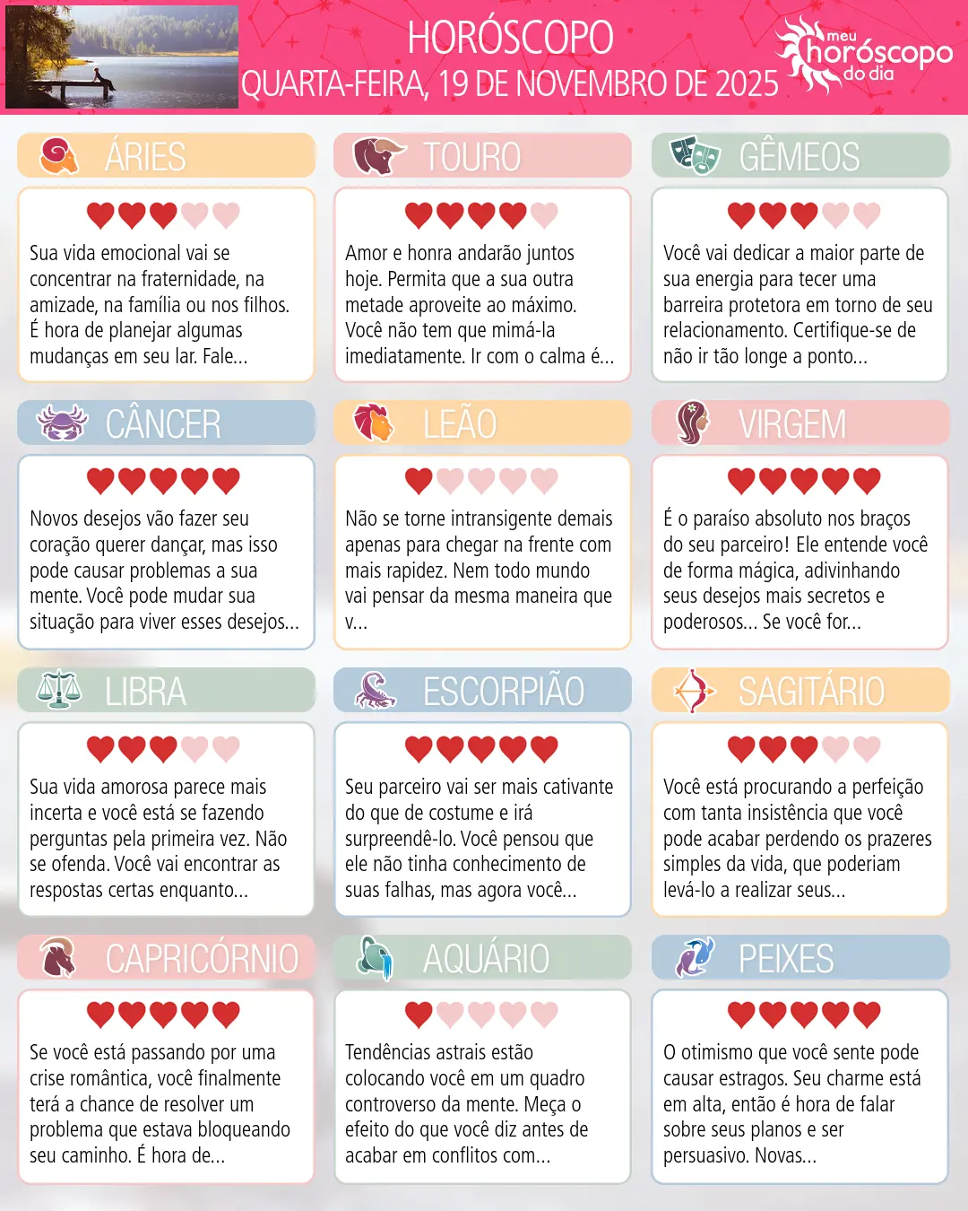 Horóscopo de Quarta-feira, 19 De Novembro De 2025