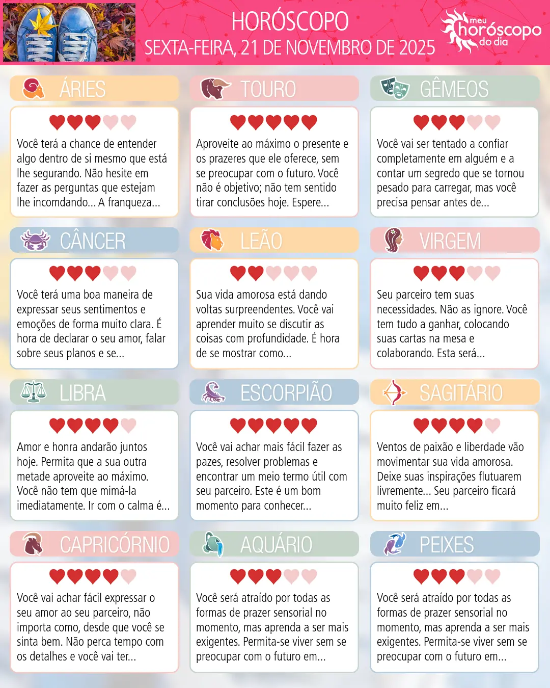 Horóscopo de Sexta-feira, 21 De Novembro De 2025