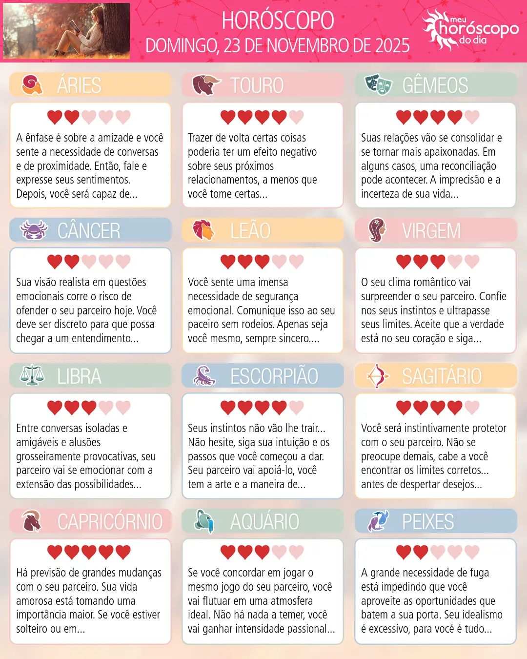 Horóscopo de Domingo, 23 De Novembro De 2025