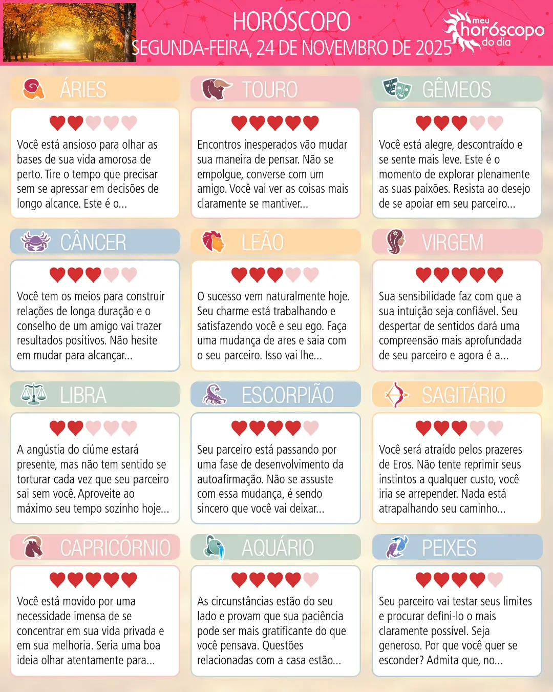 Horóscopo de Segunda-feira, 24 De Novembro De 2025