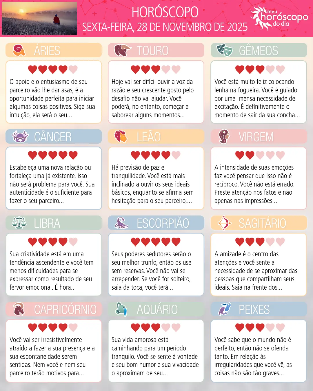 Horóscopo de Sexta-feira, 28 De Novembro De 2025