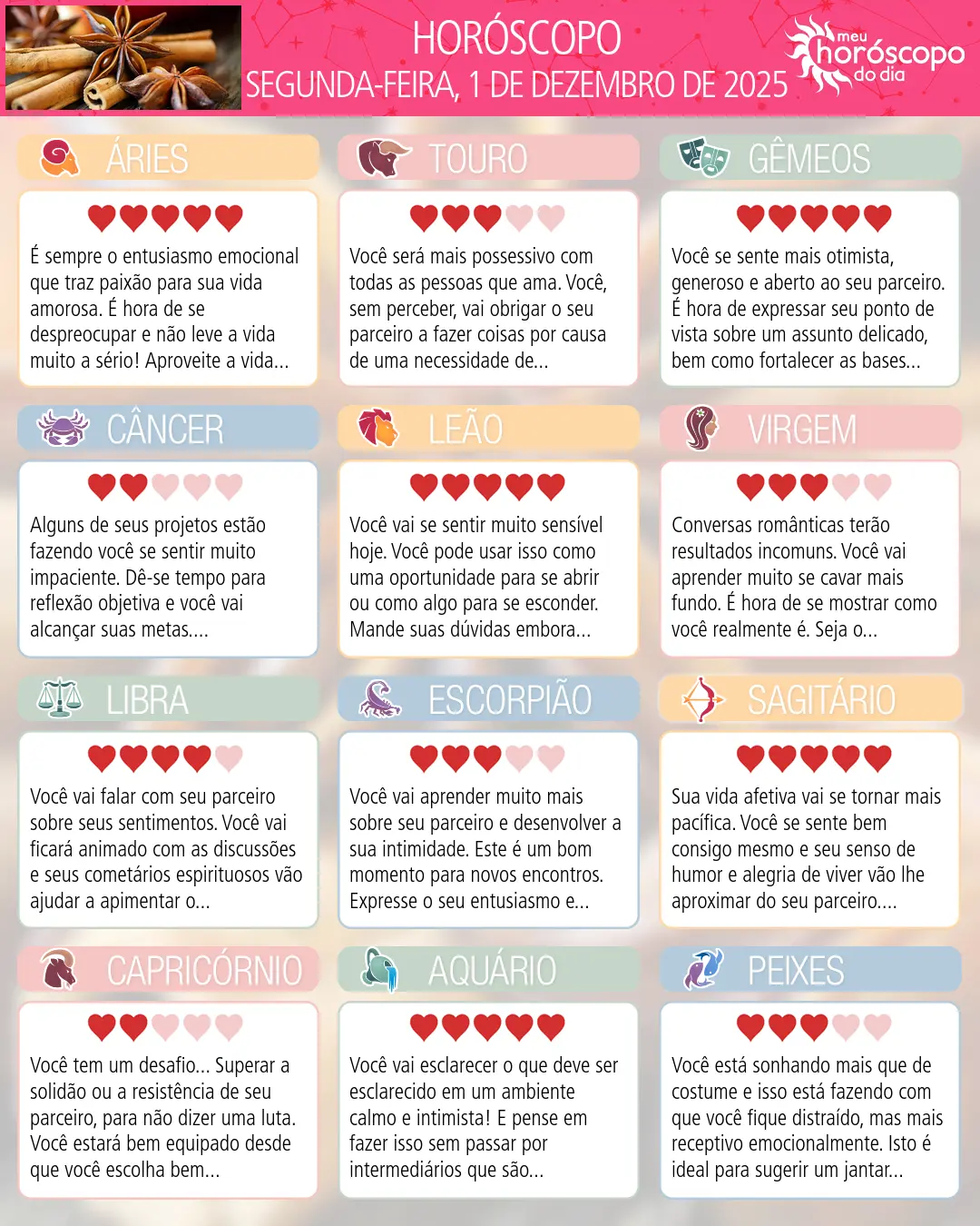 Horóscopo de Segunda-feira, 1 De Dezembro De 2025