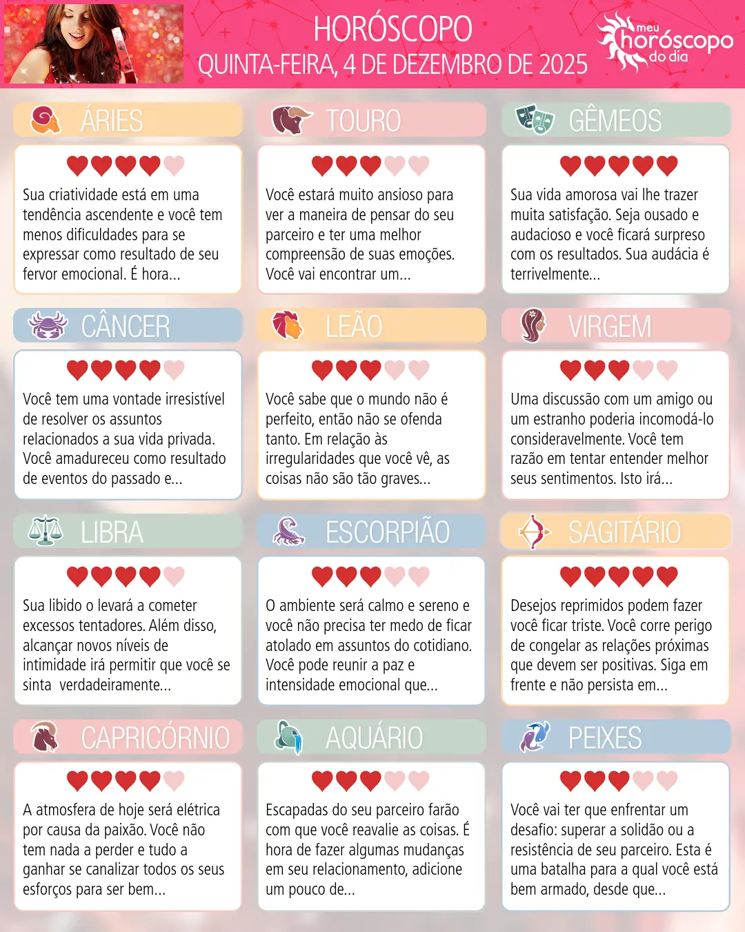 Horóscopo de Quinta-feira, 4 De Dezembro De 2025