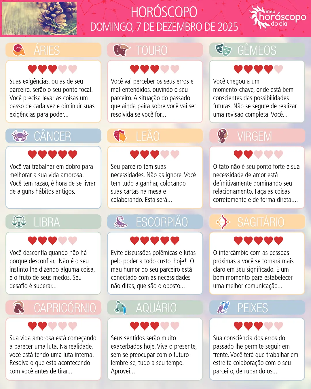 Horóscopo de Domingo, 7 De Dezembro De 2025