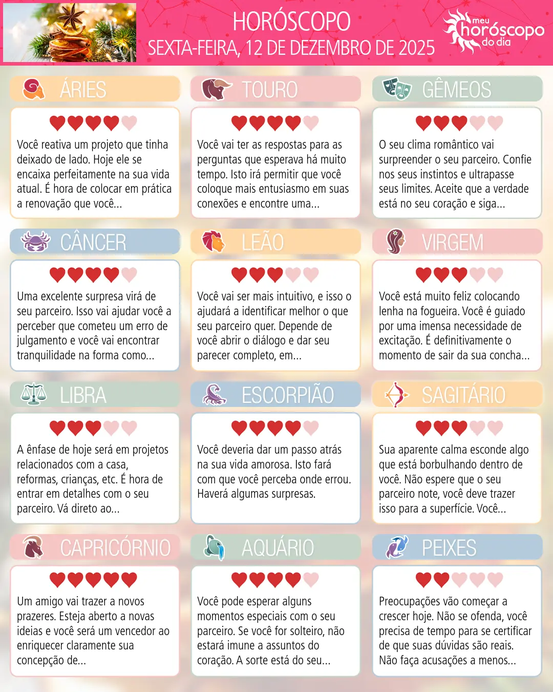 Horóscopo de Sexta-feira, 12 De Dezembro De 2025
