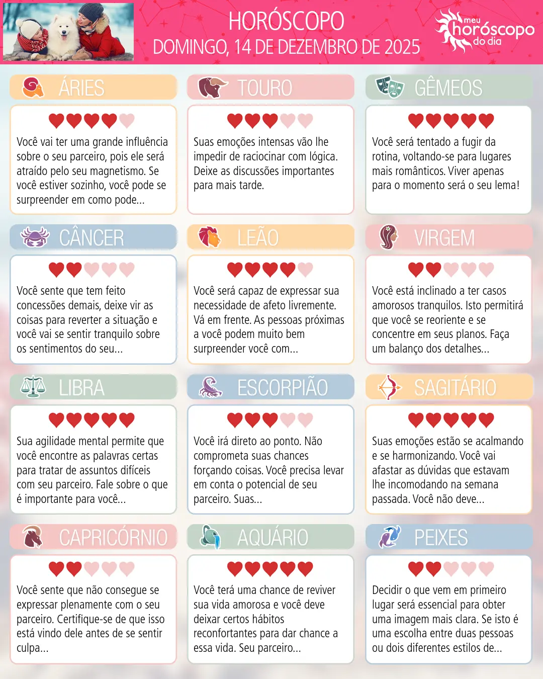 Horóscopo de Domingo, 14 De Dezembro De 2025
