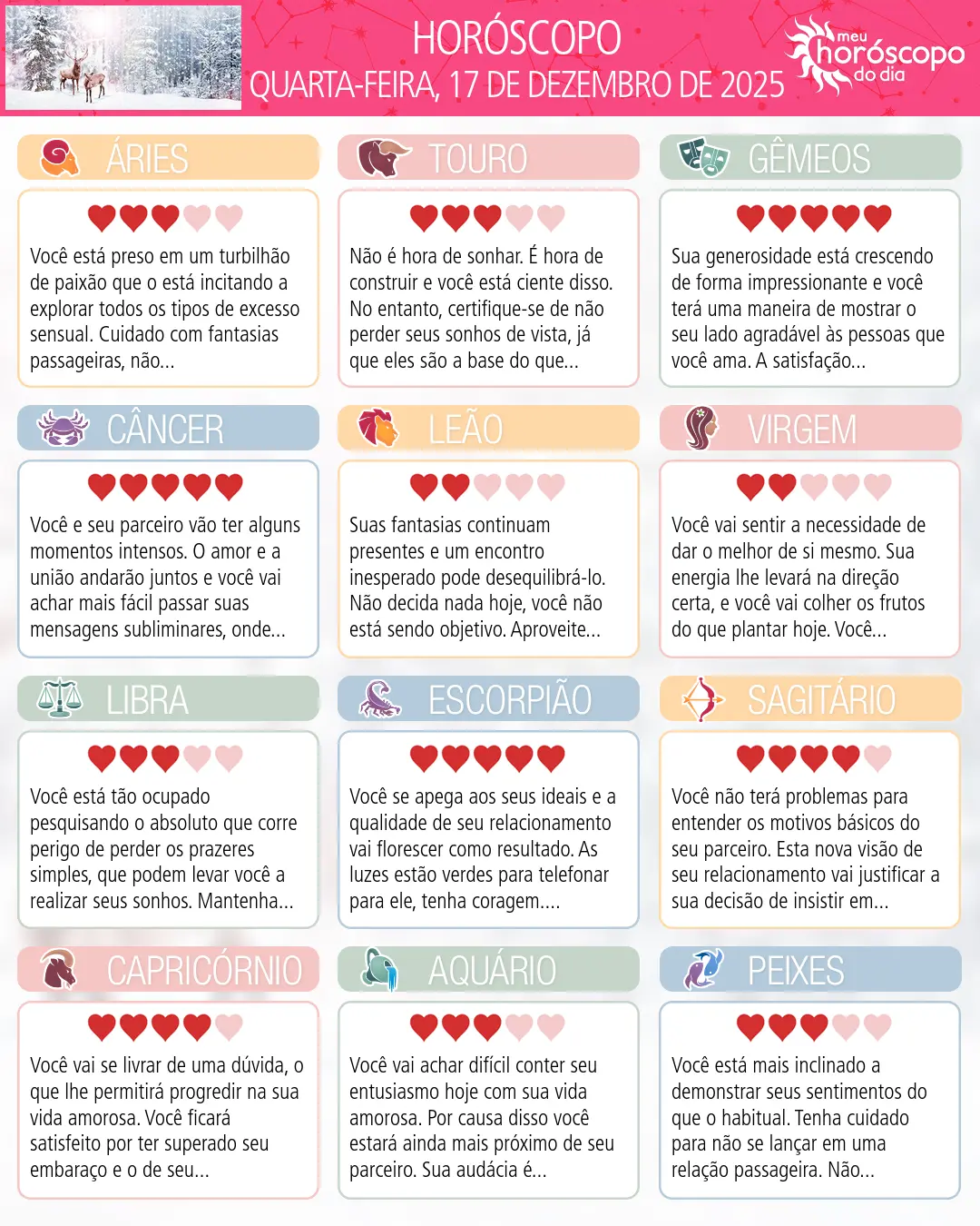 Horóscopo de Quarta-feira, 17 De Dezembro De 2025