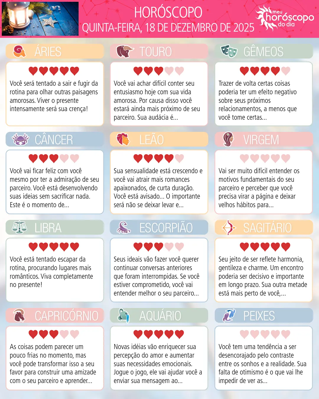 Horóscopo de Quinta-feira, 18 De Dezembro De 2025