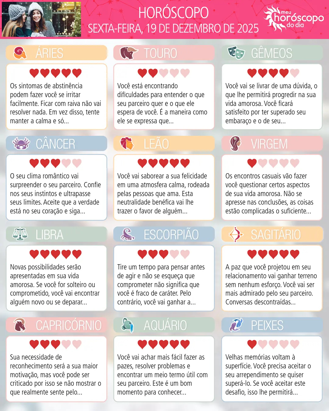 Horóscopo de Sexta-feira, 19 De Dezembro De 2025