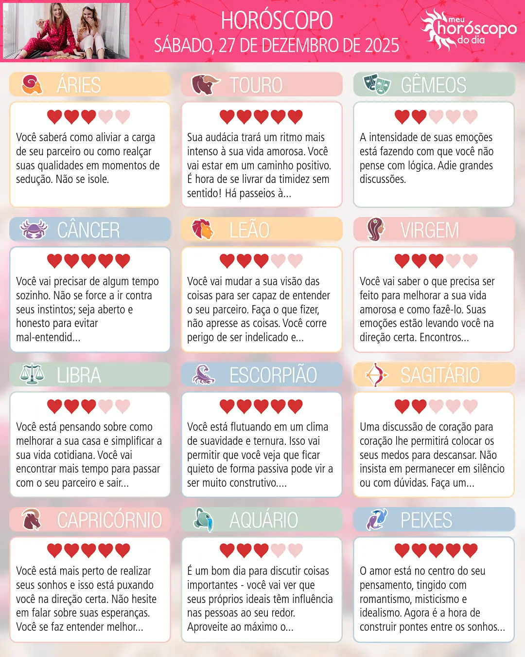 Horóscopo de Sábado, 27 De Dezembro De 2025