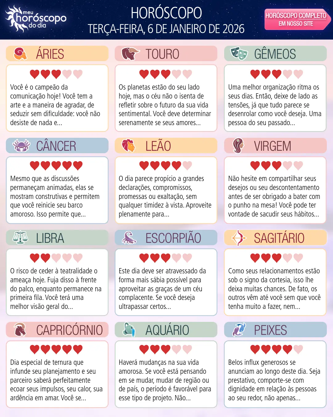Horóscopo de Terça-feira, 6 De Janeiro De 2026