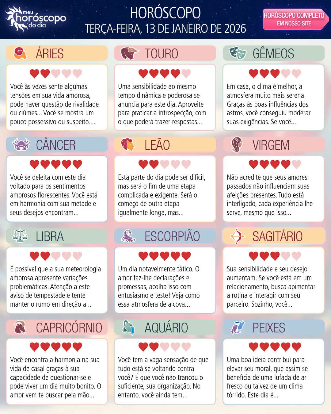 Horóscopo de Terça-feira, 13 De Janeiro De 2026