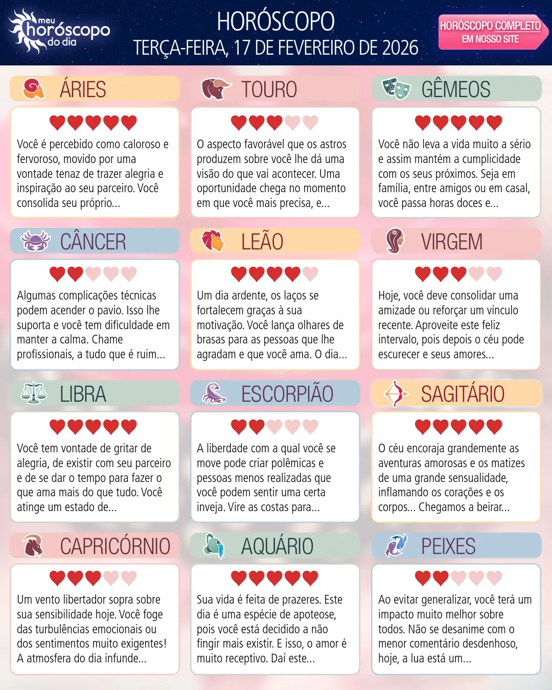 Horóscopo de Terça-feira, 17 De Fevereiro De 2026