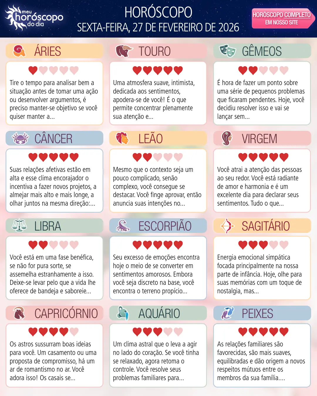 Horóscopo de Sexta-feira, 27 De Fevereiro De 2026