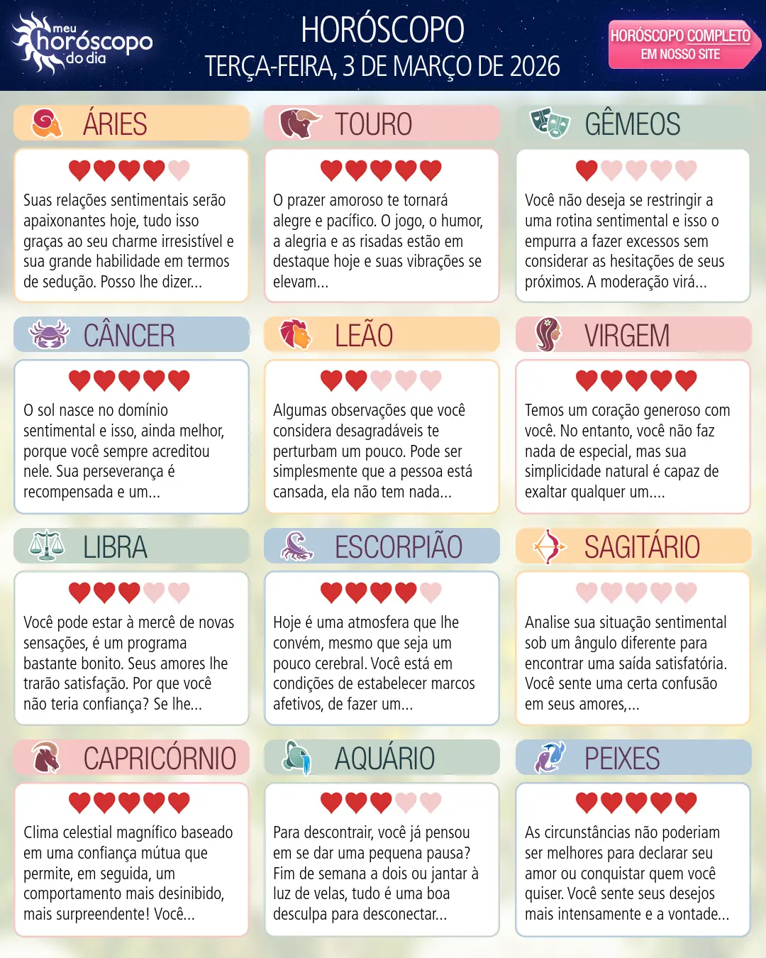 Horóscopo de Terça-feira, 3 De Marco De 2026