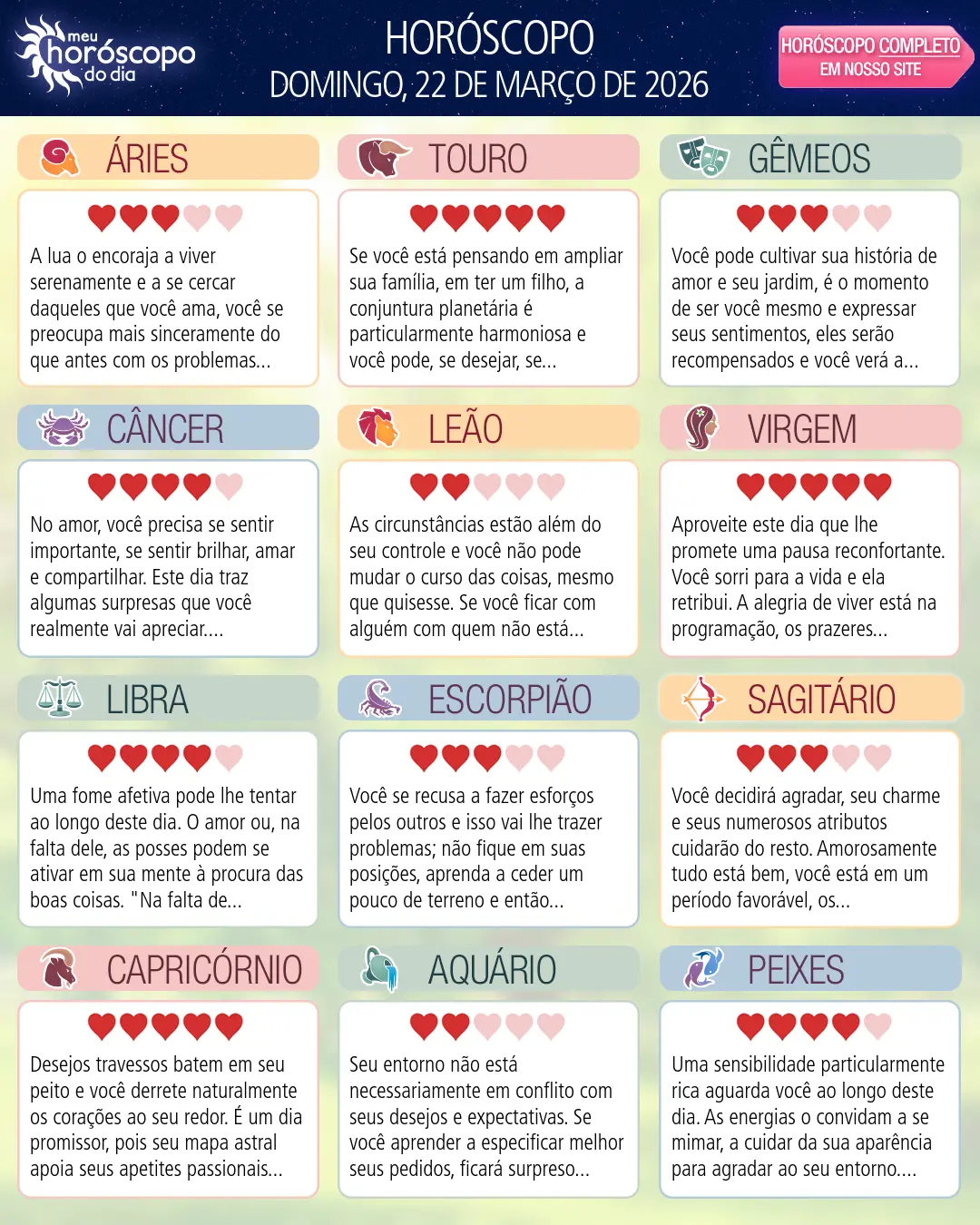 Horóscopo de Domingo, 22 De Marco De 2026