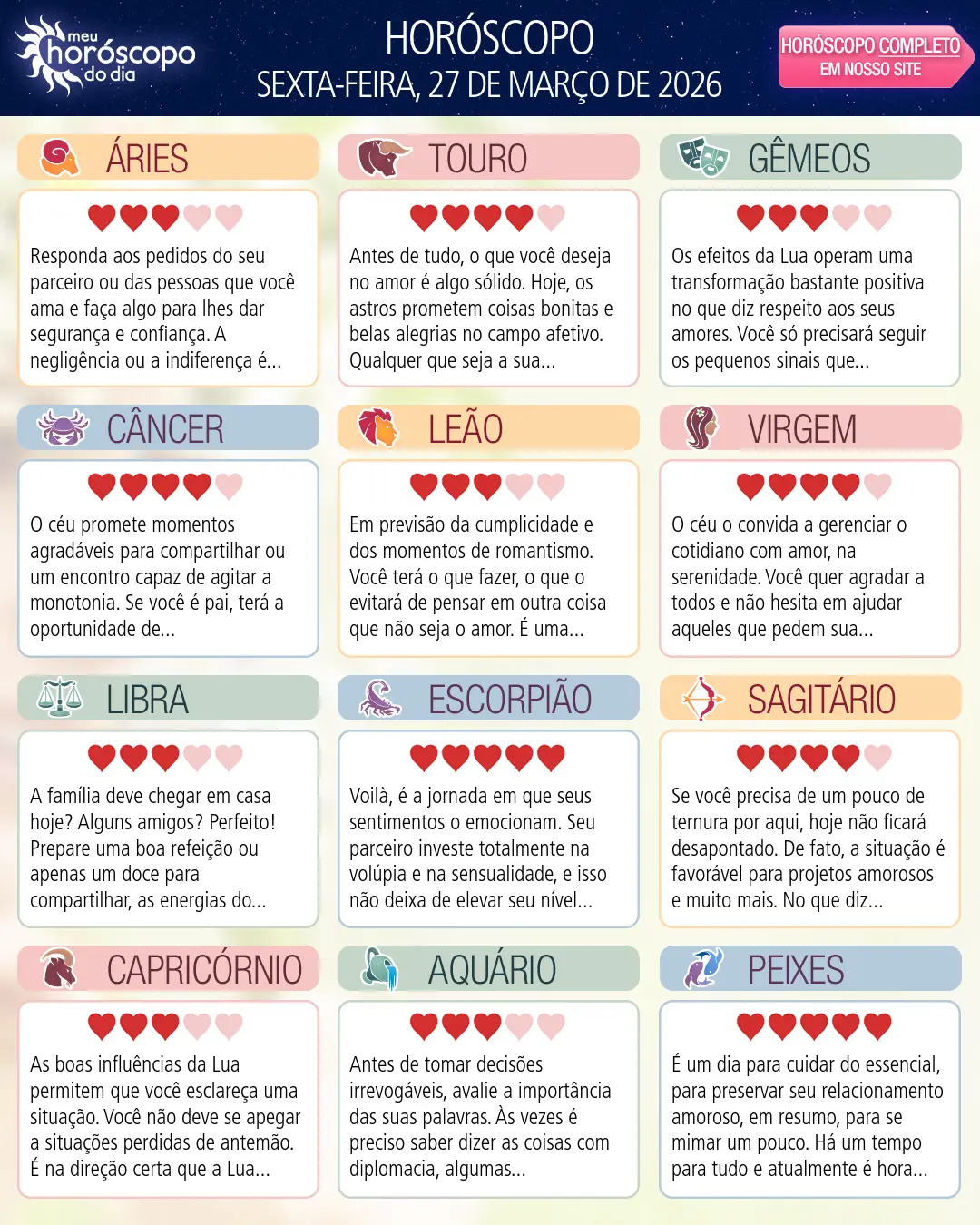 Horóscopo de Sexta-feira, 27 De Marco De 2026