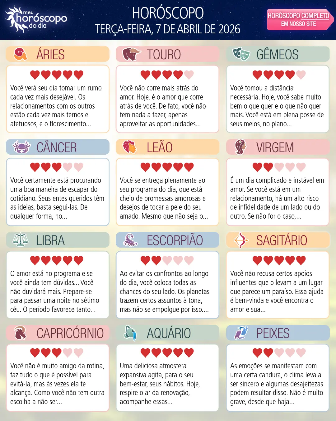 Horóscopo de Terça-feira, 7 De Abril De 2026