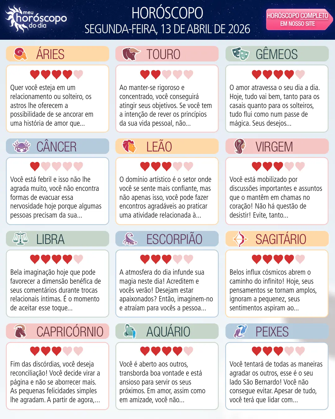 Horóscopo de Segunda-feira, 13 De Abril De 2026