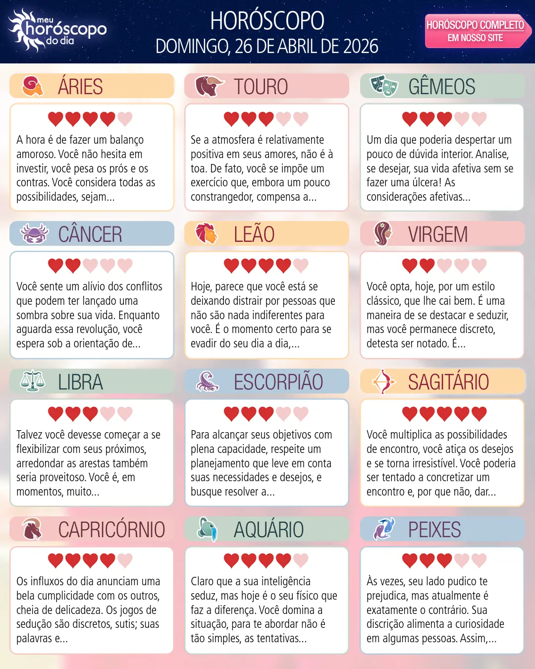 Horóscopo de Domingo, 26 De Abril De 2026