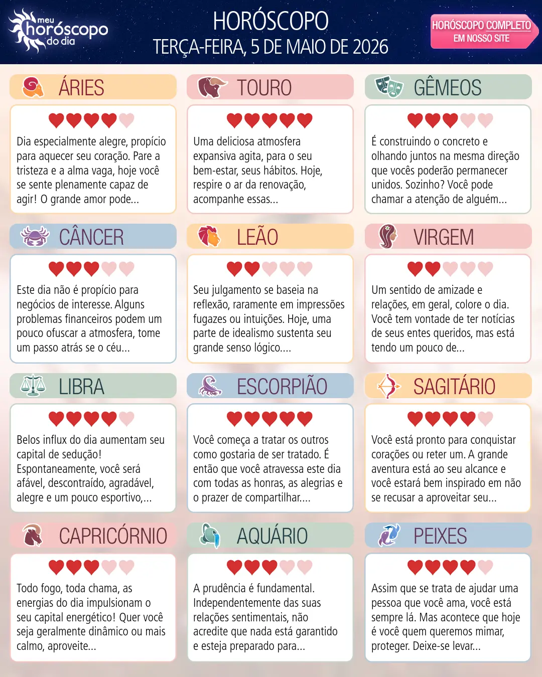 Horóscopo de Terça-feira, 5 De Maio De 2026